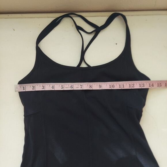 Athleta Black Strappy Workout Tank Top With Shelf Bra Sz Small - Picture 7 of 10